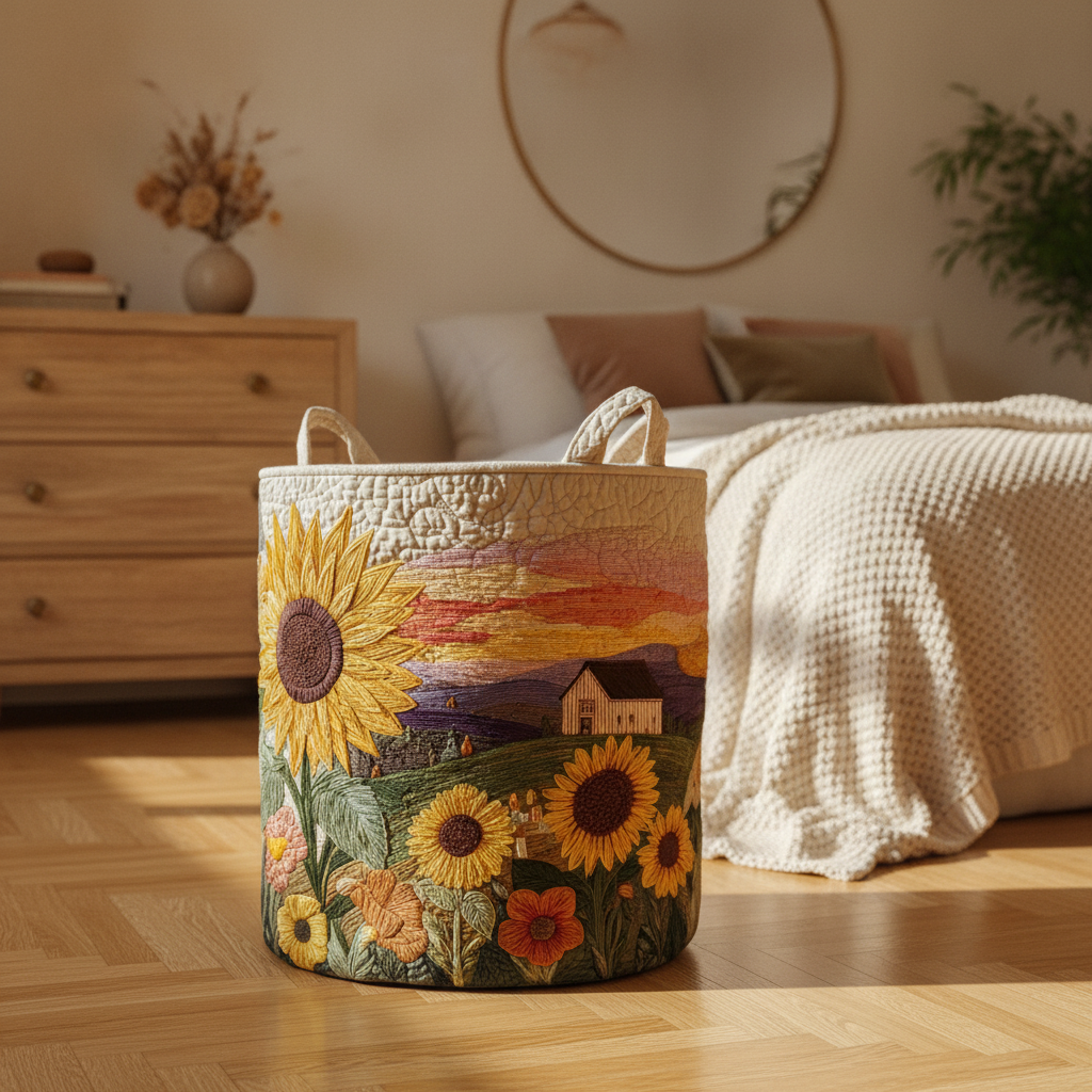 Blomstrende sol skittentøyskurv