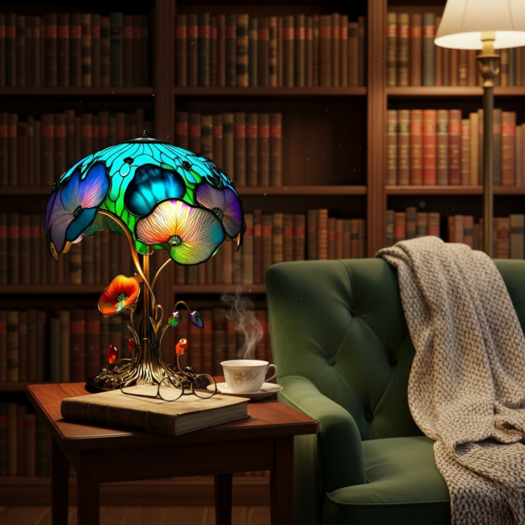 Boho-stil lampe sopp og blomst