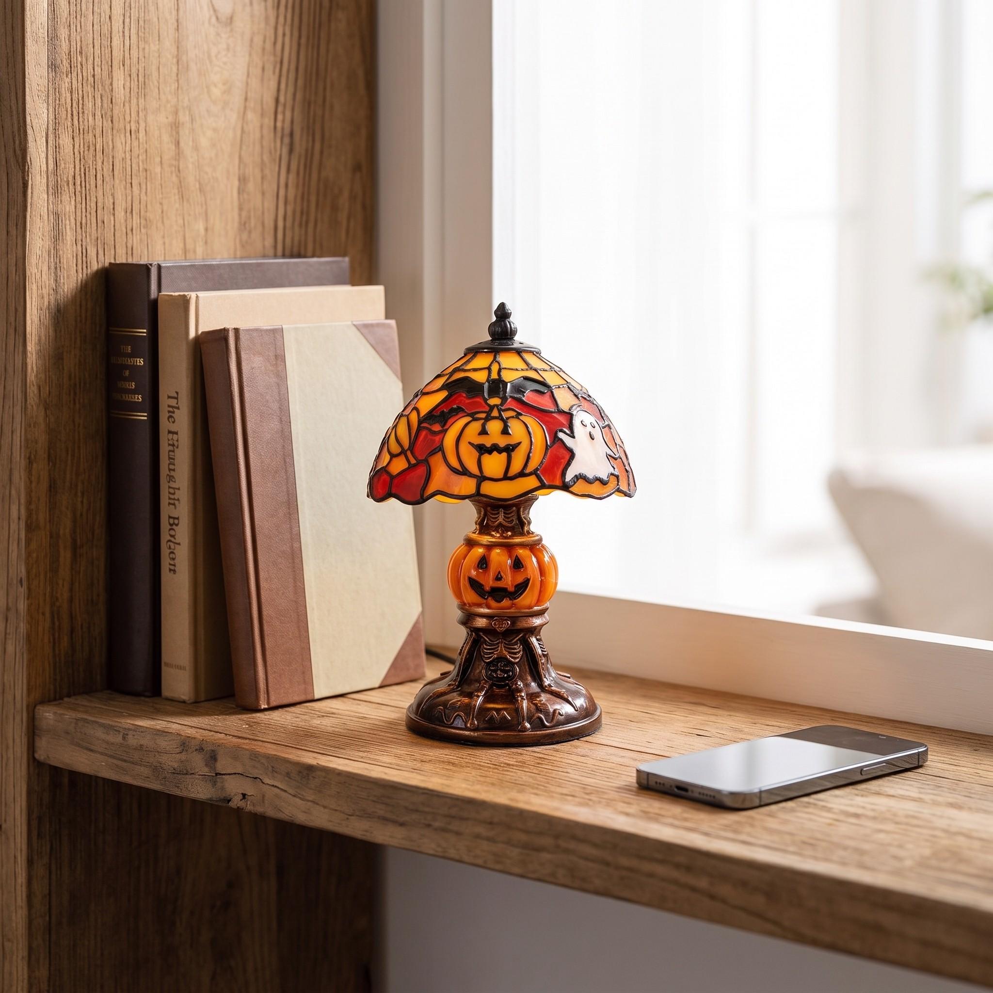 Tiffany-stil lampe med gresskar