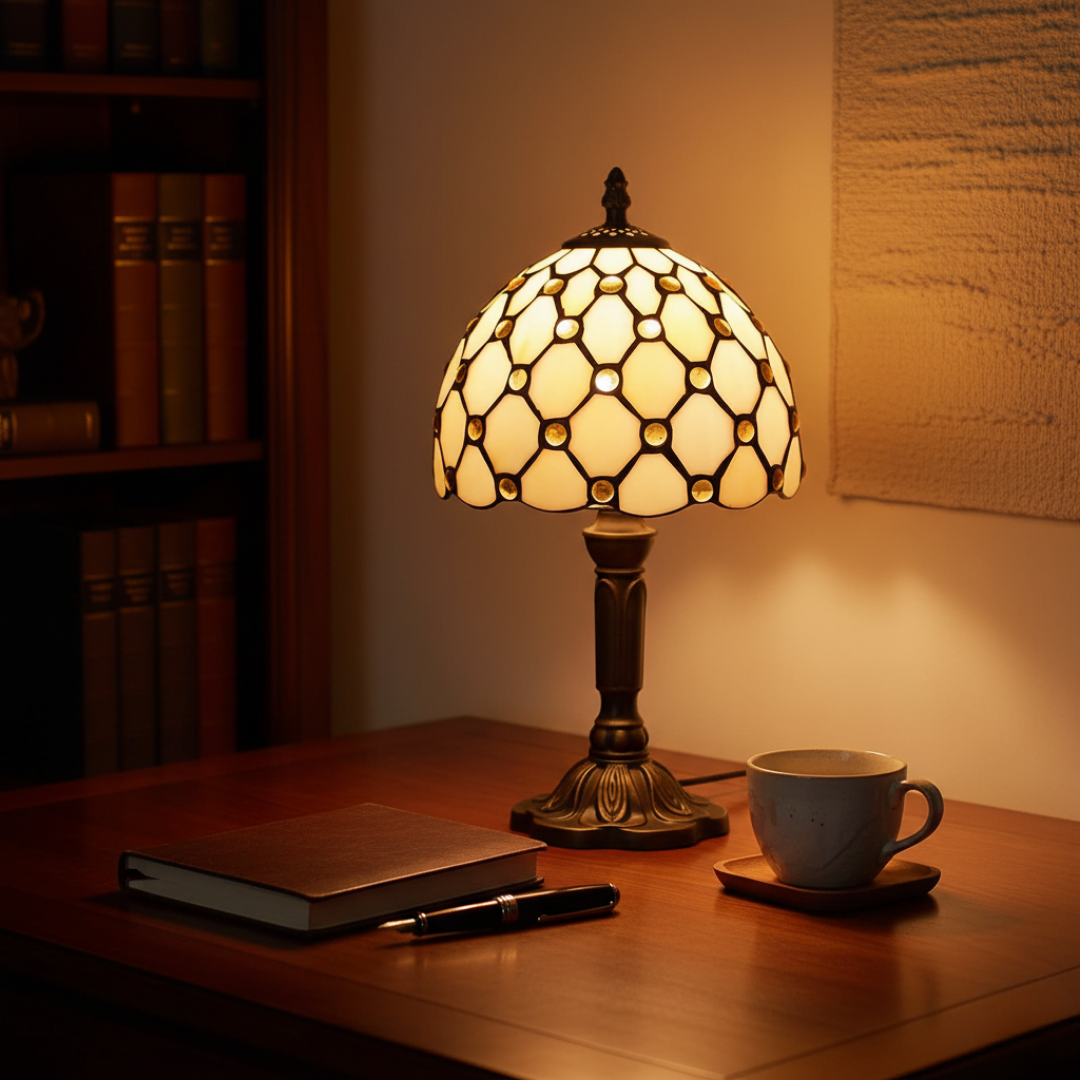 Elfenben | luksuriøs bordlampe i barokkstil
