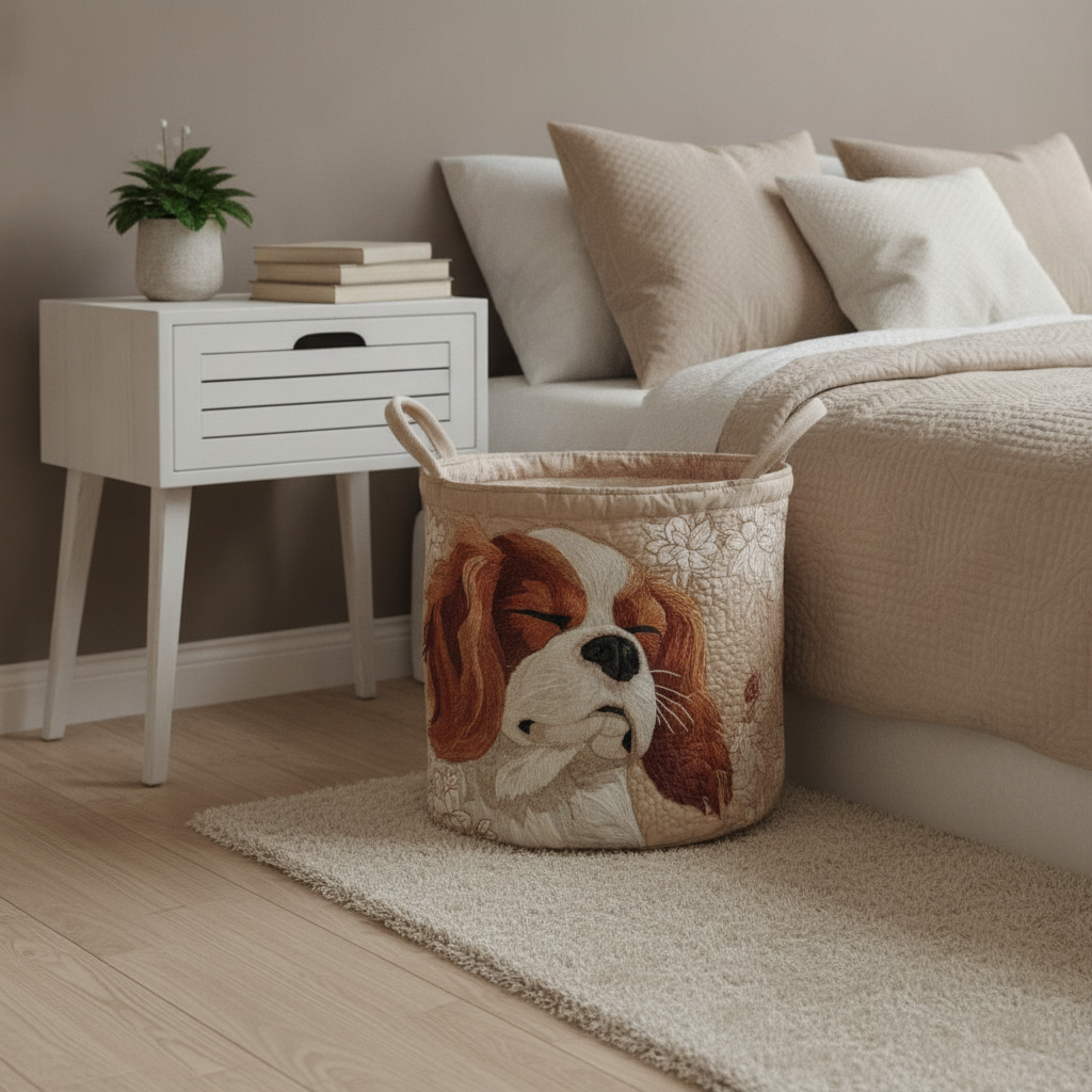 Skittentøyskurv sovende cavalier king charles spaniel