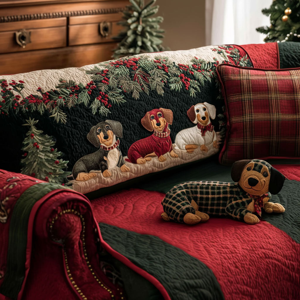 Ann – quiltet sofatrekk julete dachshund