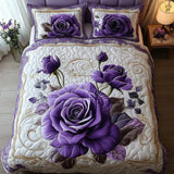 Quiltet sengesett, 3 deler – lilla rose
