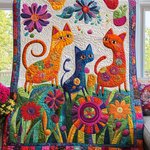 Kunstnerisk sengeteppe katt