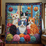 Kunstnerisk sengeteppe med kattmotiv
