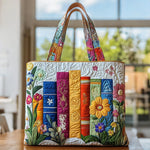 Håndlaget veske – blomstrende bibliotek