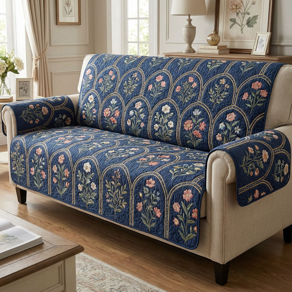 Sabina – quiltet sofatrekk indigo