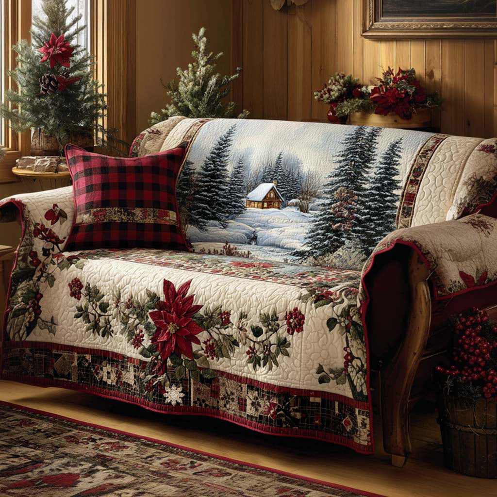 Emilia - quiltet sofatrekk julemotiv
