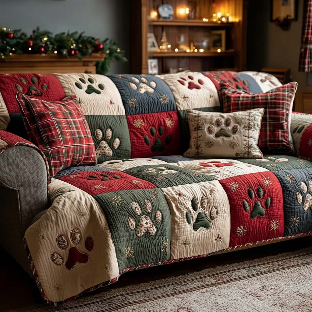 Evas sofatrekk | quiltet med julmotiv