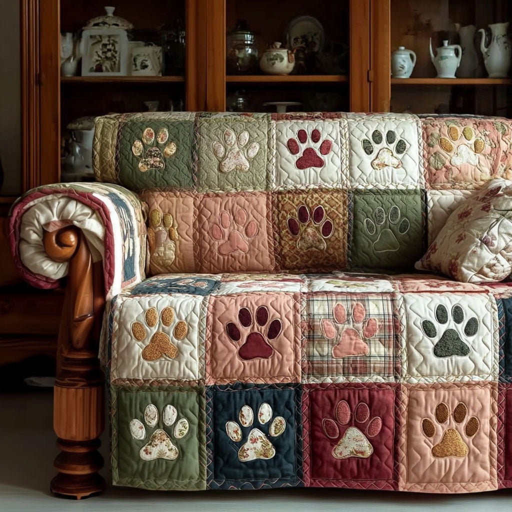 Mariana – quiltet sofatrekk med ben – vintage hage