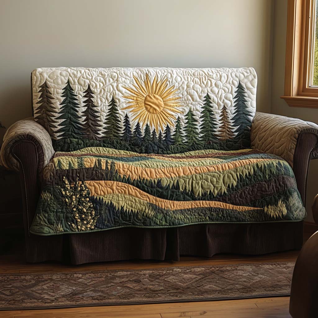 Ylva-Marie - Quiltet sofatrekk Gryning i skogen