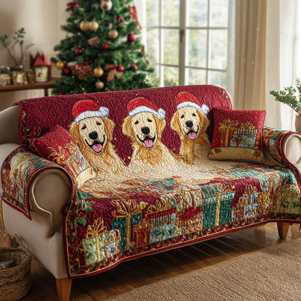 Torill – Quiltet sofatrekk Gylden retriever