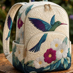 Quiltet ryggsekk – Kolibri og ville blomster