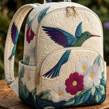 Quiltet ryggsekk – Kolibri og ville blomster
