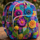 Quiltet ryggsekk – Fargerike blomster