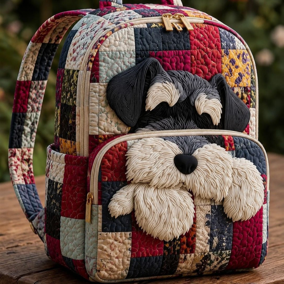 Quiltet ryggsekk – Schnauzer lappeteppe