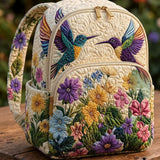 Quiltet ryggsekk – Kolibri på blomstereng