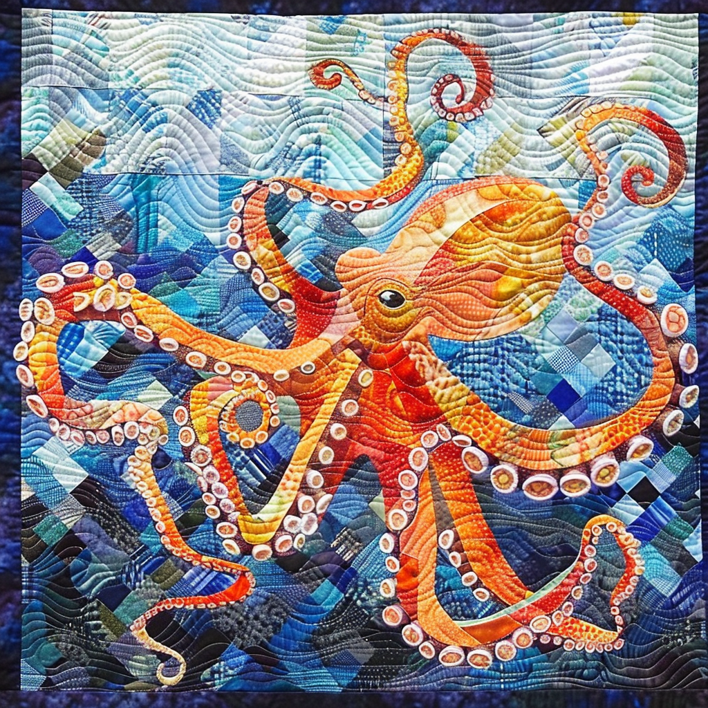 Quiltet sengeteppe – havet