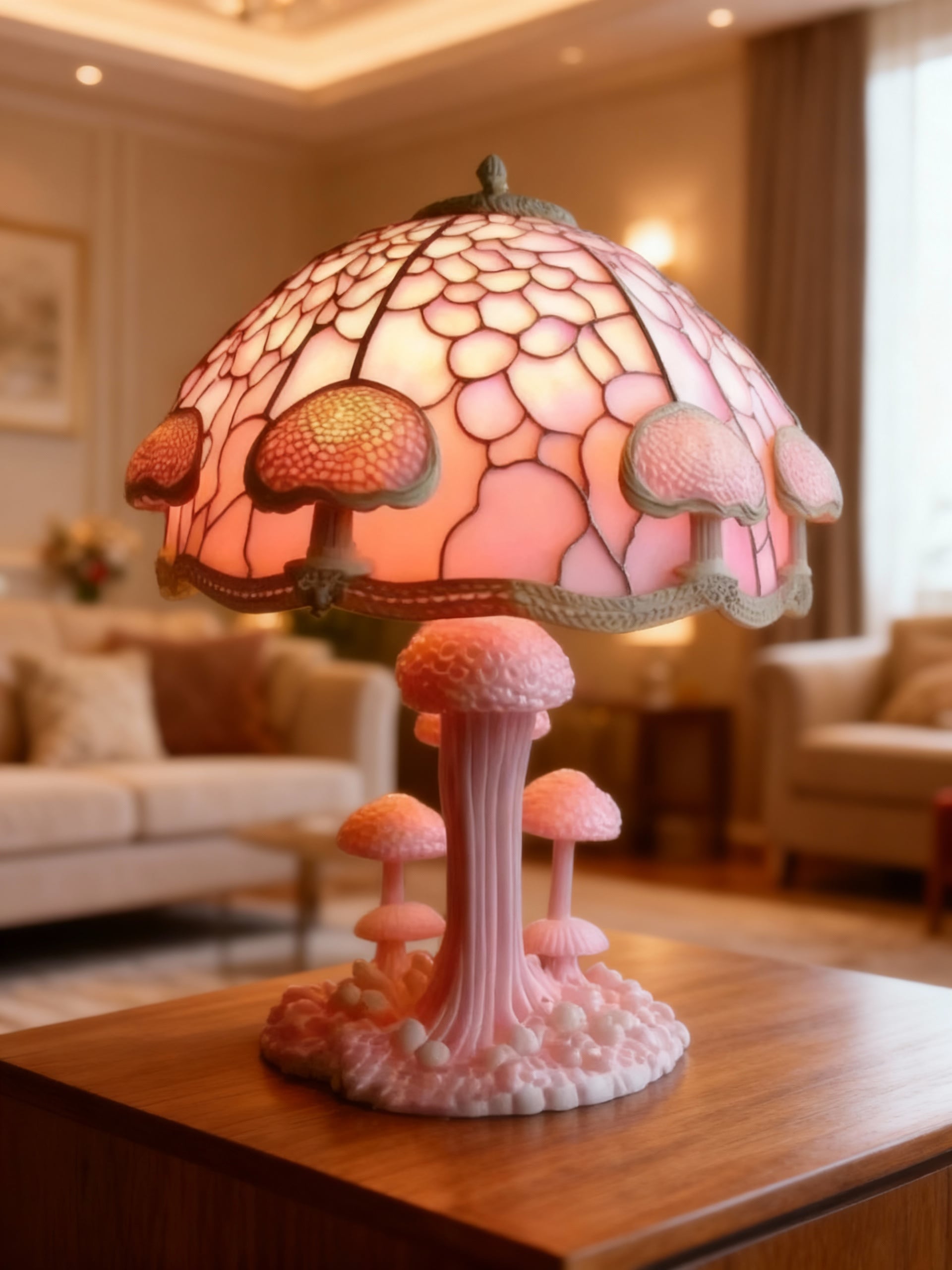 ROSEGLØD | rosa bordlampe med myk lyseffekt