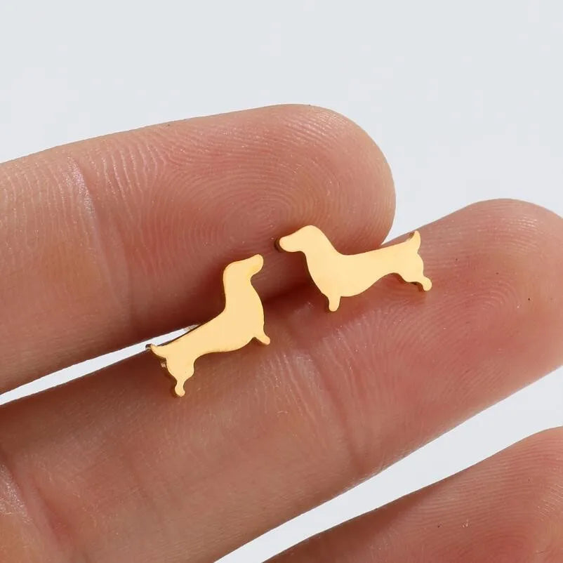 Øredobber dachshund – minimalistiske metalløredobber