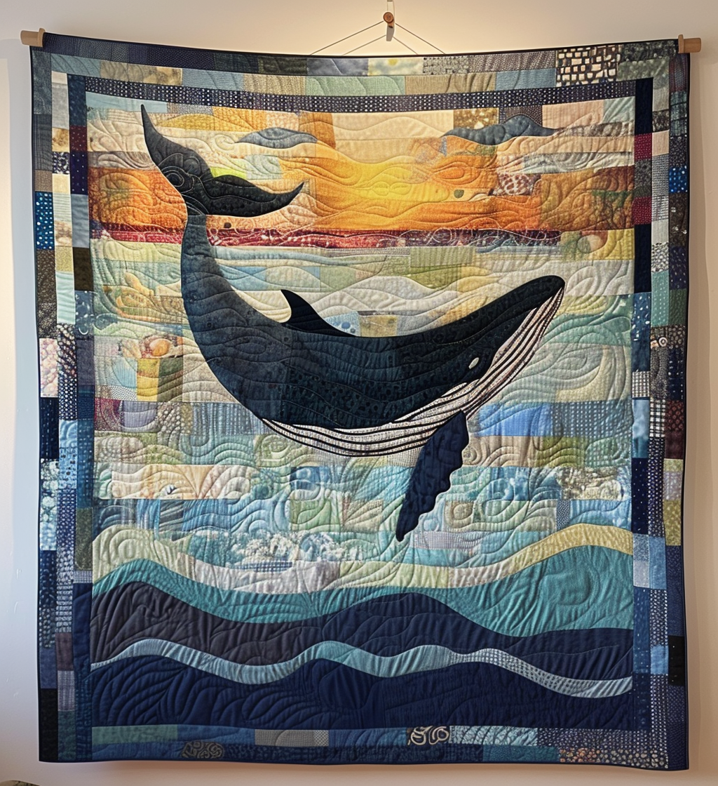 Quiltet sengeteppe – havet