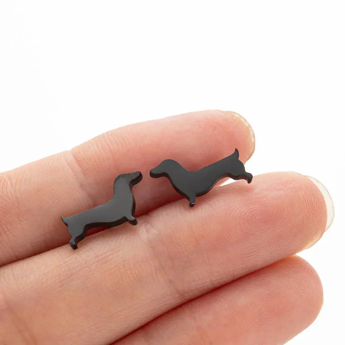 Øredobber dachshund – minimalistiske metalløredobber