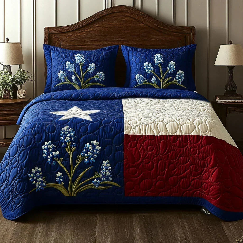 3-delt quiltet sengesett - Texas stolthet