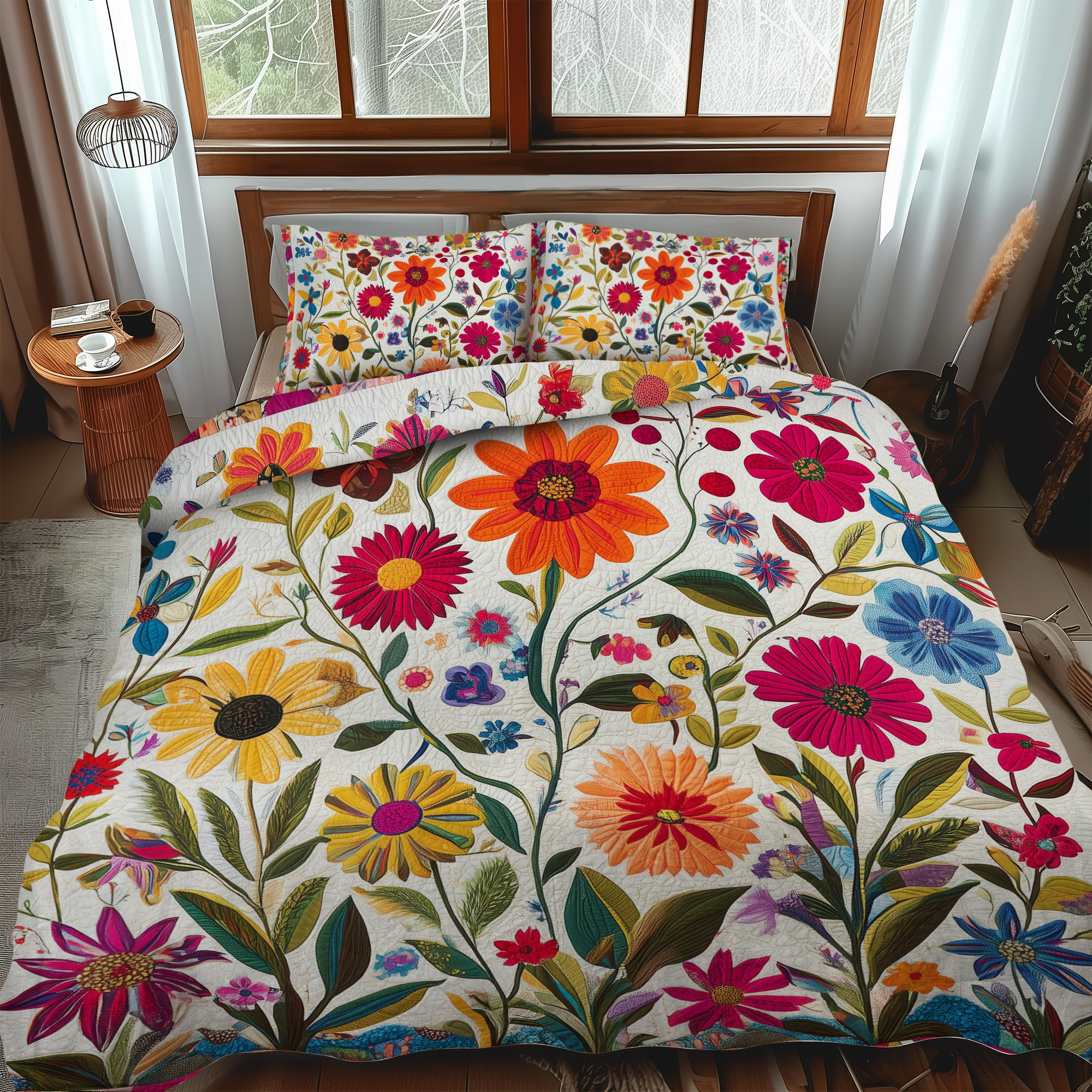 Sengesett – Levende blomster