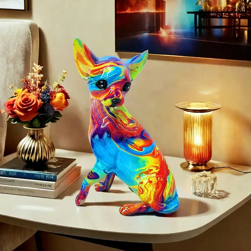 Fargerik bordlampe Chihuahua