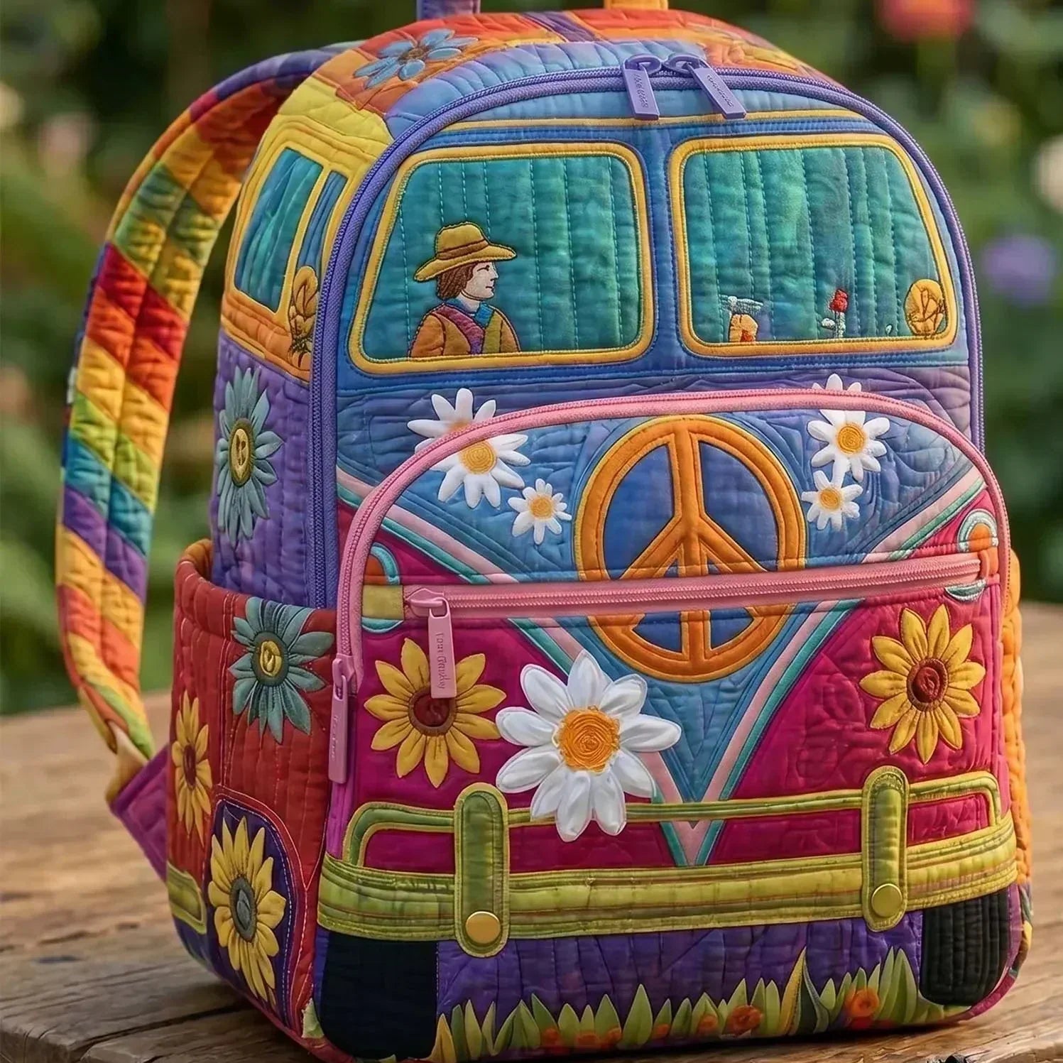 Quiltet ryggsekk – Hippiebuss