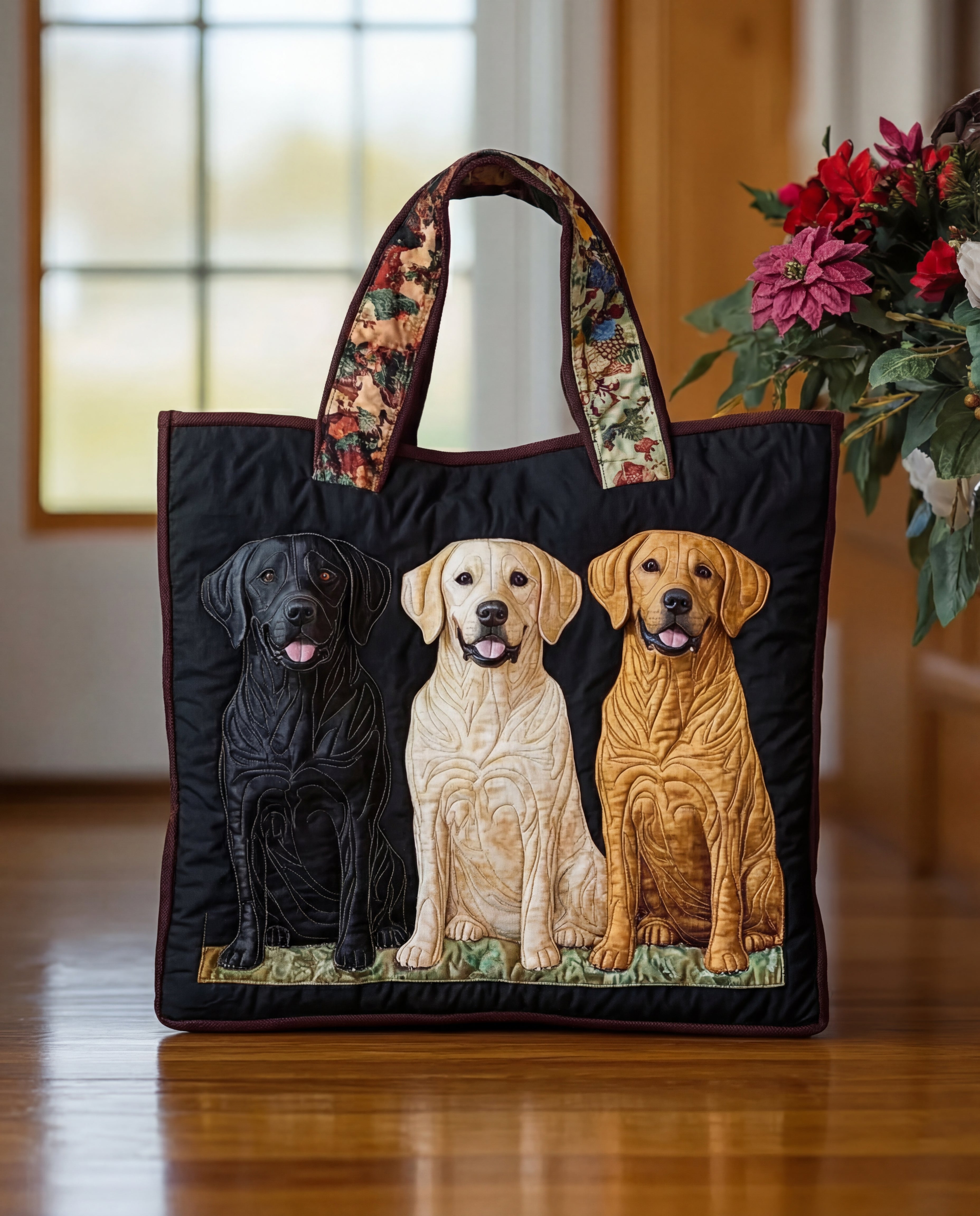 Håndlaget veske "tre labradorer"