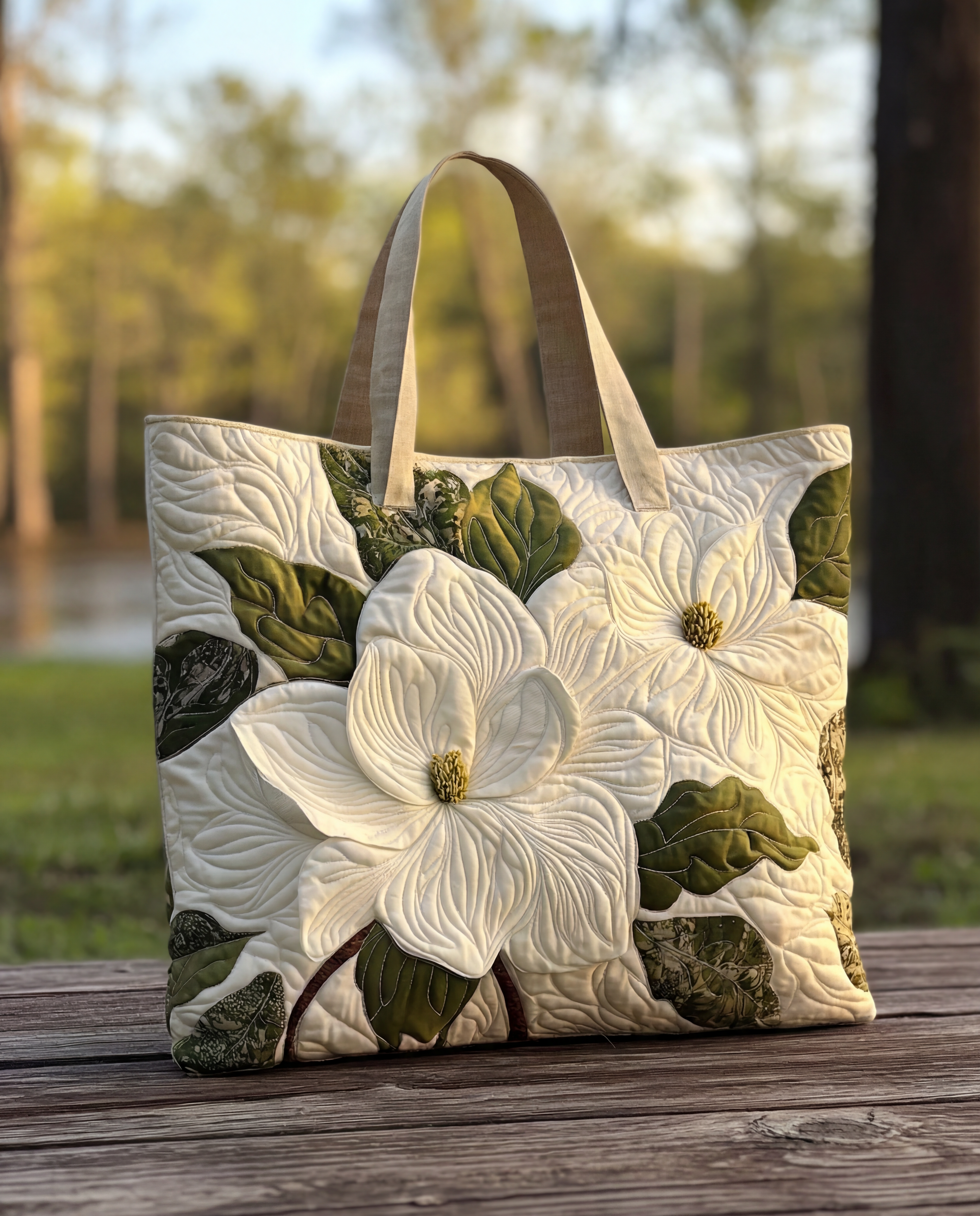 Håndlaget quiltet veske "Blomstermønster"