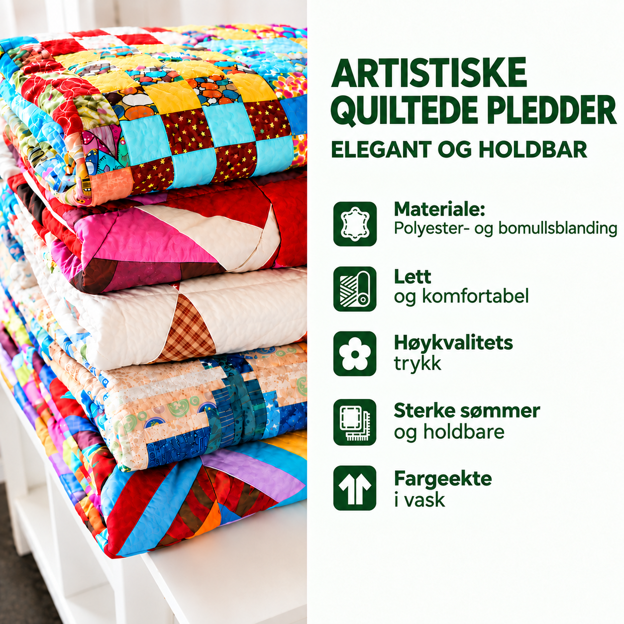 Edel - quiltet pledd bibliotekets blomster