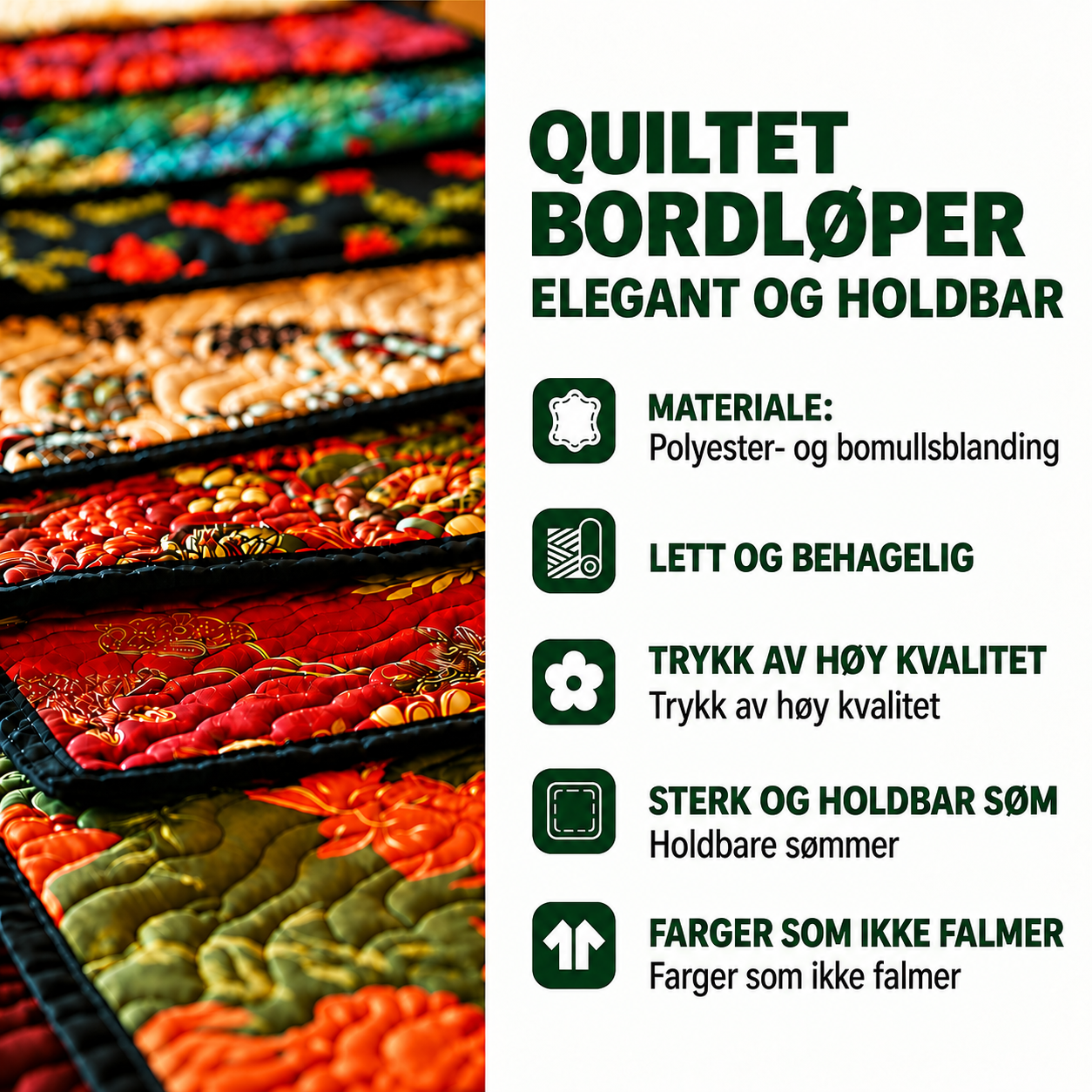 Quiltet bordløper - Magisk jul