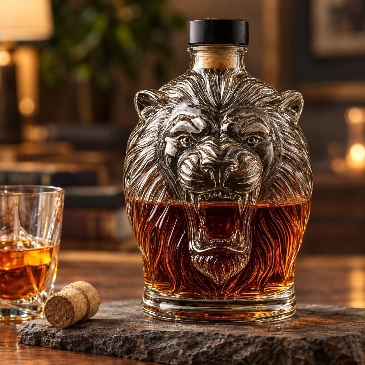 Løvehode whiskykaraffel